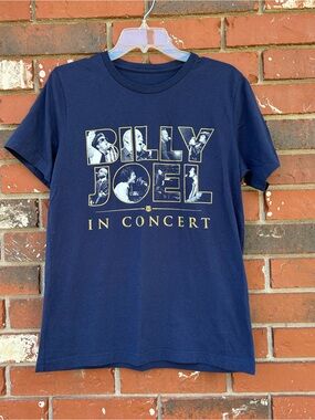 Billy Joel 2022 Tour Shirt Graphic Band Tee Navy Blue Small Medium Unisex